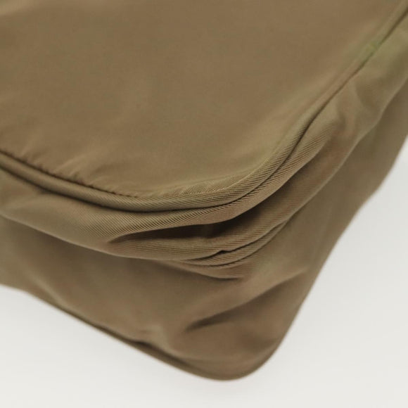 PRADA Shoulder Bag Nylon Khaki Silver Auth ki5896