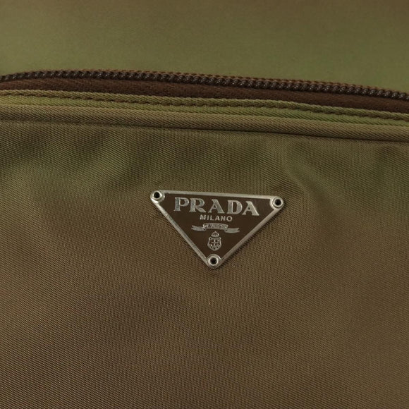 PRADA Shoulder Bag Nylon Khaki Silver Auth ki5896