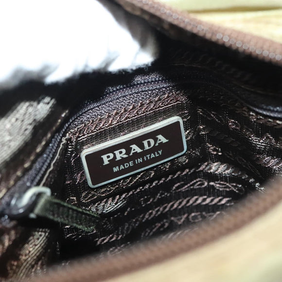 PRADA Shoulder Bag Nylon Khaki Silver Auth ki5896
