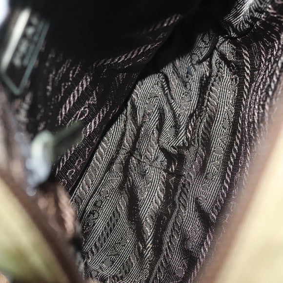 PRADA Shoulder Bag Nylon Khaki Silver Auth ki5896