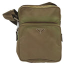 PRADA Shoulder Bag Nylon Khaki Silver Auth ki5896-2