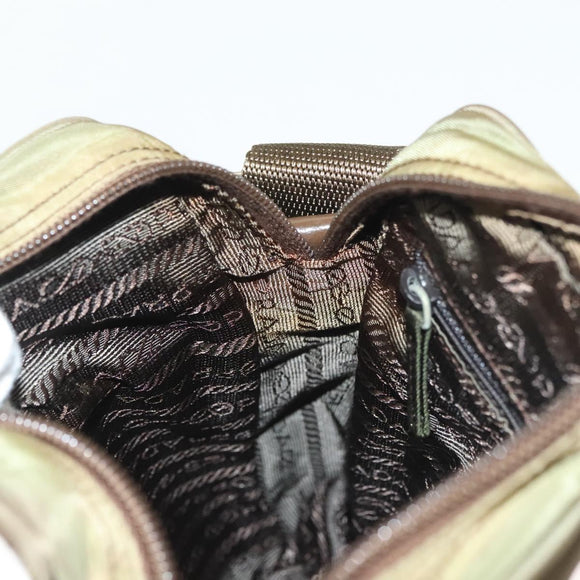 PRADA Shoulder Bag Nylon Khaki Silver Auth ki5896