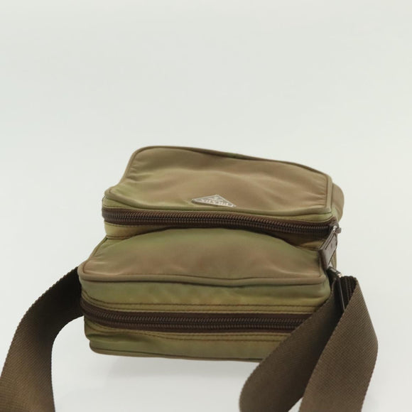 PRADA Shoulder Bag Nylon Khaki Silver Auth ki5896