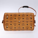 MCM Logogram Vicetos Mini Boston Bag PVC Leather 2way Brown Gold Auth ki5897-5