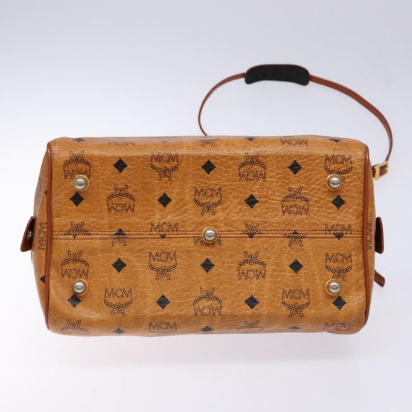 MCM Logogram Vicetos Mini Boston Bag PVC Leather 2way Brown Gold Auth ki5897