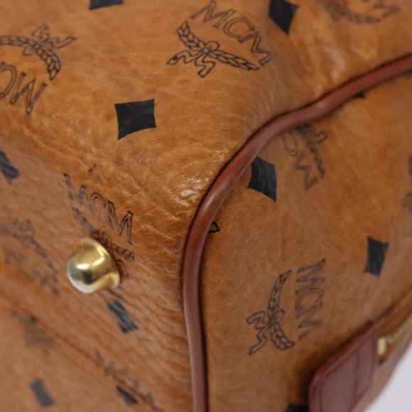 MCM Logogram Vicetos Mini Boston Bag PVC Leather 2way Brown Gold Auth ki5897