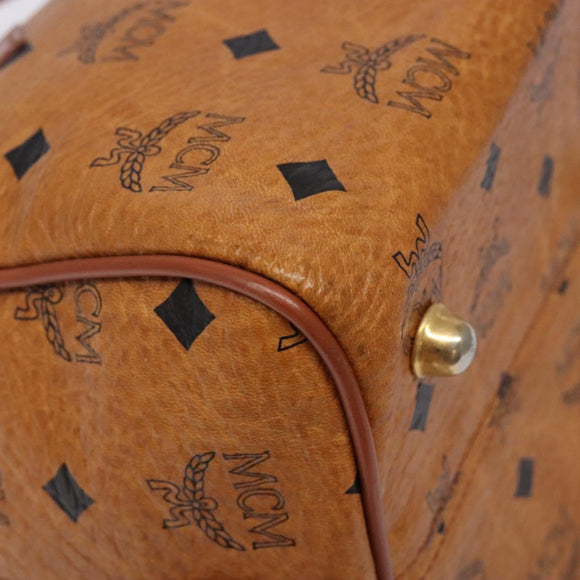 MCM Logogram Vicetos Mini Boston Bag PVC Leather 2way Brown Gold Auth ki5897