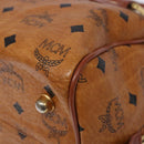 MCM Logogram Vicetos Mini Boston Bag PVC Leather 2way Brown Gold Auth ki5897-18