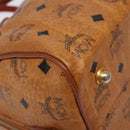 MCM Logogram Vicetos Mini Boston Bag PVC Leather 2way Brown Gold Auth ki5897-9