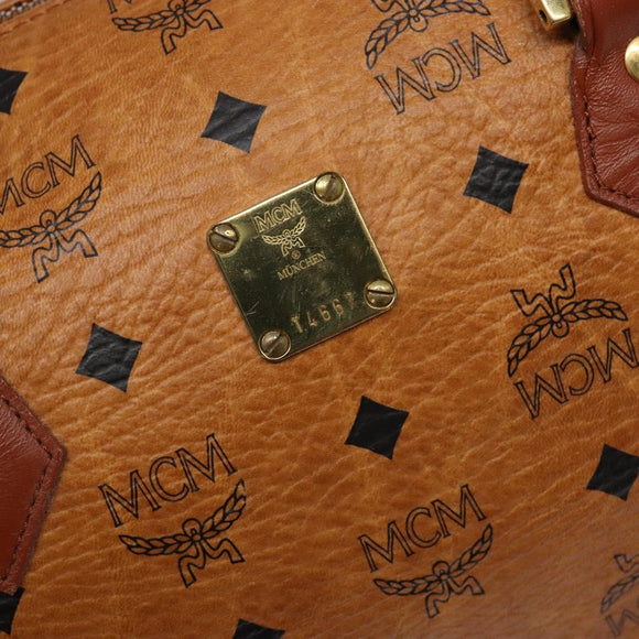 MCM Logogram Vicetos Mini Boston Bag PVC Leather 2way Brown Gold Auth ki5897