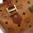 MCM Logogram Vicetos Mini Boston Bag PVC Leather 2way Brown Gold Auth ki5897-10