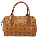 MCM Logogram Vicetos Mini Boston Bag PVC Leather 2way Brown Gold Auth ki5897-13