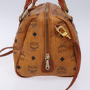 MCM Logogram Vicetos Mini Boston Bag PVC Leather 2way Brown Gold Auth ki5897-4