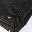 BALLY Matelasse Hand Bag Leather Black Gold Auth ki5898-10