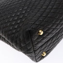 BALLY Matelasse Hand Bag Leather Black Gold Auth ki5898-13