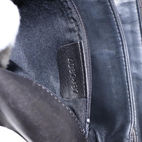 BALLY Matelasse Hand Bag Leather Black Gold Auth ki5898