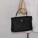 BALLY Matelasse Hand Bag Leather Black Gold Auth ki5898-24