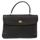 BALLY Matelasse Hand Bag Leather Black Gold Auth ki5898-2