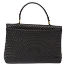 BALLY Matelasse Hand Bag Leather Black Gold Auth ki5898-3