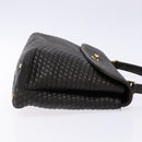 BALLY Matelasse Hand Bag Leather Black Gold Auth ki5898-4