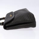 BALLY Matelasse Hand Bag Leather Black Gold Auth ki5898-5