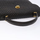 BALLY Matelasse Hand Bag Leather Black Gold Auth ki5898-7