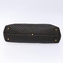 BALLY Matelasse Hand Bag Leather Black Gold Auth ki5898-9