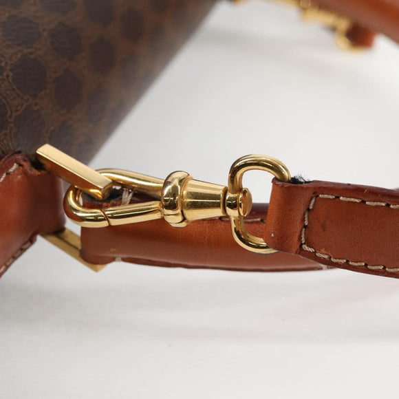 CELINE Macadam Canvas Hand Bag PVC Leather 2way Brown Gold Auth ki5899