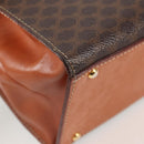 CELINE Macadam Canvas Hand Bag PVC Leather 2way Brown Gold Auth ki5899-17