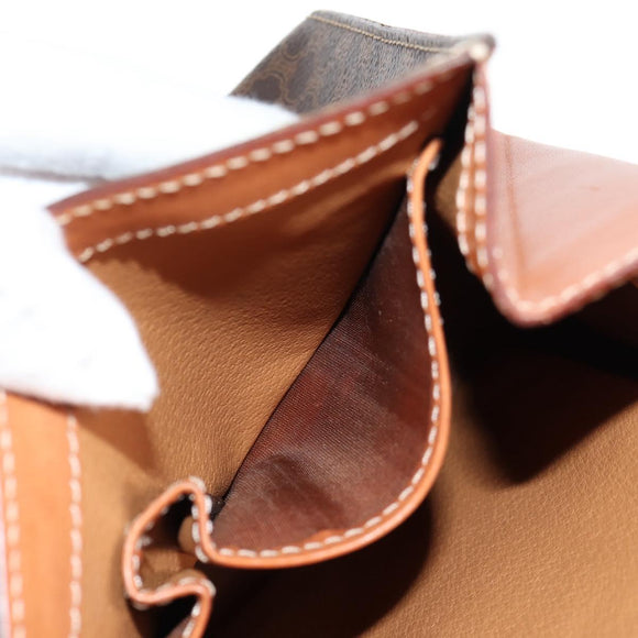 CELINE Macadam Canvas Hand Bag PVC Leather 2way Brown Gold Auth ki5899