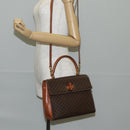 CELINE Macadam Canvas Hand Bag PVC Leather 2way Brown Gold Auth ki5899-29