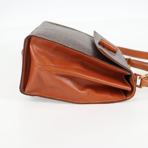 CELINE Macadam Canvas Hand Bag PVC Leather 2way Brown Gold Auth ki5899