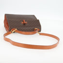 CELINE Macadam Canvas Hand Bag PVC Leather 2way Brown Gold Auth ki5899-7