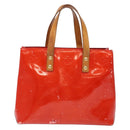 LOUIS VUITTON Monogram Vernis Reade PM Hand Bag Red Rouge M91088 LV Auth ki5902-2