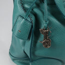 CELINE Hand Bag Leather 2way Turquoise Blue Silver Auth ki5907A-16