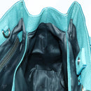 CELINE Hand Bag Leather 2way Turquoise Blue Silver Auth ki5907A-19