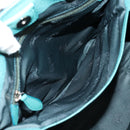 CELINE Hand Bag Leather 2way Turquoise Blue Silver Auth ki5907A-21