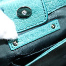 CELINE Hand Bag Leather 2way Turquoise Blue Silver Auth ki5907A-24