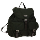 PRADA Backpack Nylon Khaki Silver Auth ki5908-1