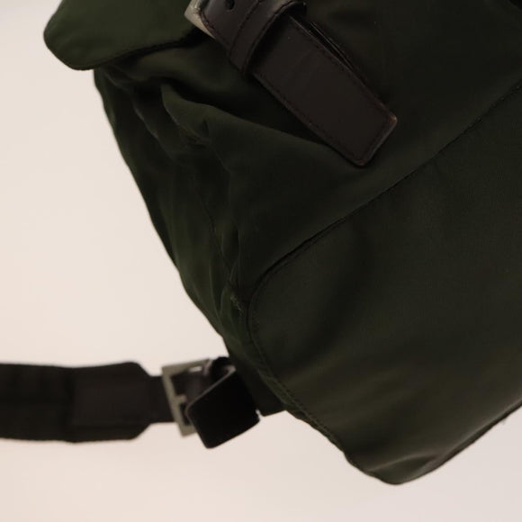 PRADA Backpack Nylon Khaki Silver Auth ki5908