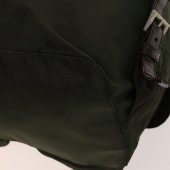 PRADA Backpack Nylon Khaki Silver Auth ki5908