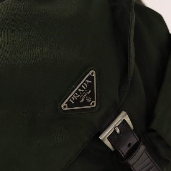 PRADA Backpack Nylon Khaki Silver Auth ki5908