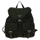 PRADA Backpack Nylon Khaki Silver Auth ki5908-13