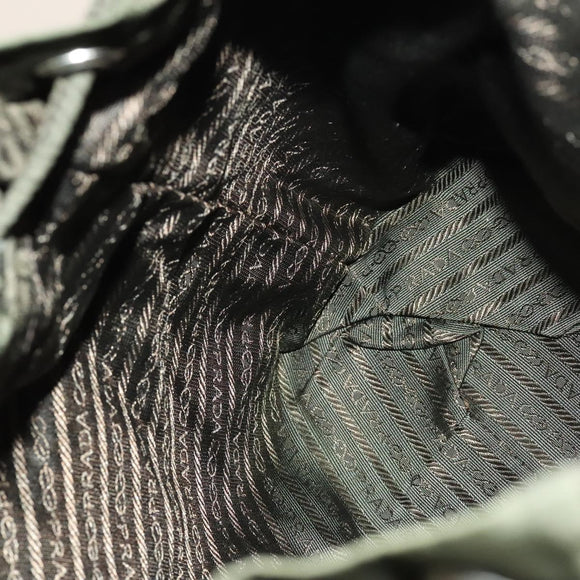 PRADA Backpack Nylon Khaki Silver Auth ki5908