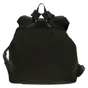 PRADA Backpack Nylon Khaki Silver Auth ki5908 - 0