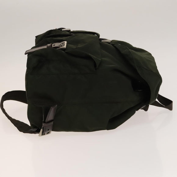 PRADA Backpack Nylon Khaki Silver Auth ki5908