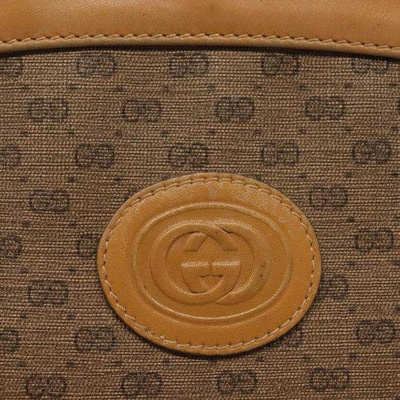 GUCCI Micro GG Supreme Shoulder Bag PVC Beige Gold Auth ki5912