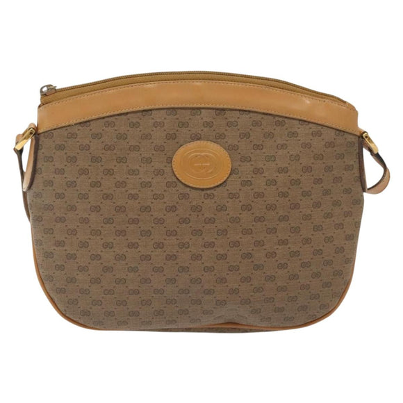 GUCCI Micro GG Supreme Shoulder Bag PVC Beige Gold Auth ki5912