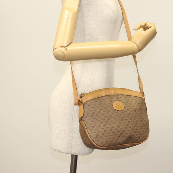 GUCCI Micro GG Supreme Shoulder Bag PVC Beige Gold Auth ki5912