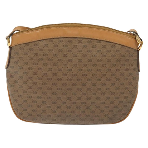 GUCCI Micro GG Supreme Shoulder Bag PVC Beige Gold Auth ki5912
